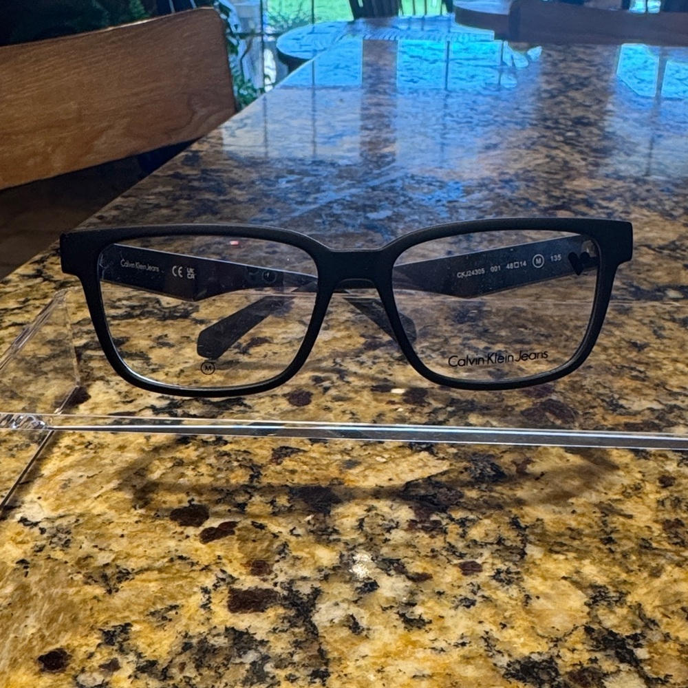Calvin Klein Jeans Matte Black with green trim Glasses